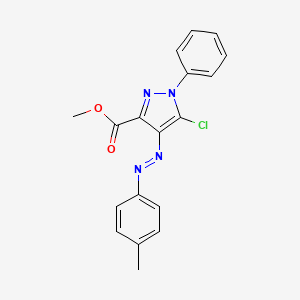 molecular formula C18H15ClN4O2 B3040943 methyl 5-chloro-4-[2-(4-methylphenyl)diaz-1-enyl]-1-phenyl-1H-pyrazole-3-carboxylate CAS No. 255866-83-2