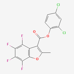 molecular formula C16H6Cl2F4O3 B3040955 2,4-Dichlorophenyl 4,5,6,7-tetrafluoro-2-methylbenzo[b]furan-3-carboxylate CAS No. 256329-65-4