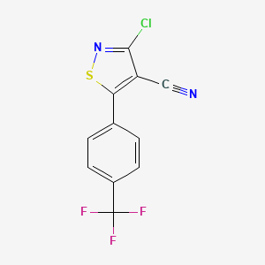 molecular formula C11H4ClF3N2S B3040969 3-Chloro-5-[4-(trifluoromethyl)phenyl]isothiazole-4-carbonitrile CAS No. 256353-48-7
