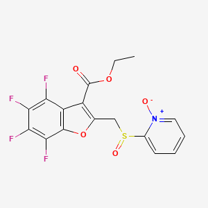 molecular formula C17H11F4NO5S B3040981 2-({[3-(Ethoxycarbonyl)-4,5,6,7-tetrafluorobenzo[b]furan-2-yl]methyl}sulphinyl)pyridinium-1-olate CAS No. 256425-31-7
