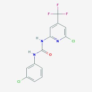 molecular formula C13H8Cl2F3N3O B3040985 N-(3-氯苯基)-N'-[6-氯-4-(三氟甲基)-2-吡啶基]脲 CAS No. 256471-16-6