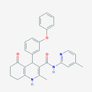 molecular formula C29H27N3O3 B304099 2-methyl-N-(4-methylpyridin-2-yl)-5-oxo-4-(3-phenoxyphenyl)-1,4,5,6,7,8-hexahydroquinoline-3-carboxamide 