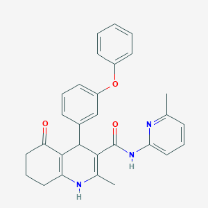 molecular formula C29H27N3O3 B304100 2-methyl-N-(6-methylpyridin-2-yl)-5-oxo-4-(3-phenoxyphenyl)-1,4,5,6,7,8-hexahydroquinoline-3-carboxamide 