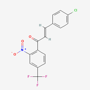 molecular formula C16H9ClF3NO3 B3041002 3-(4-Chlorophenyl)-1-[2-nitro-4-(trifluoromethyl)phenyl]prop-2-en-1-one CAS No. 256525-75-4