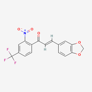 molecular formula C17H10F3NO5 B3041003 3-(1,3-Benzodioxol-5-yl)-1-[2-nitro-4-(trifluoromethyl)phenyl]prop-2-en-1-one CAS No. 256525-76-5