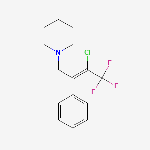 molecular formula C15H17ClF3N B3041008 Piperidine, 1-(3-chloro-4,4,4-trifluoro-2-phenyl-2-butenyl)- CAS No. 256529-21-2