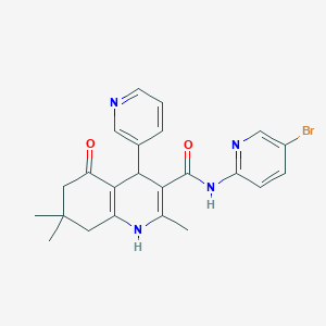 molecular formula C23H23BrN4O2 B304101 N-(5-bromopyridin-2-yl)-2,7,7-trimethyl-5-oxo-4-pyridin-3-yl-1,4,5,6,7,8-hexahydroquinoline-3-carboxamide 