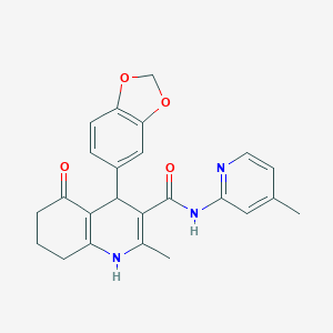 molecular formula C24H23N3O4 B304103 4-(1,3-benzodioxol-5-yl)-2-methyl-N-(4-methylpyridin-2-yl)-5-oxo-1,4,5,6,7,8-hexahydroquinoline-3-carboxamide 