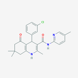 molecular formula C25H26ClN3O2 B304105 4-(3-chlorophenyl)-2,7,7-trimethyl-N-(5-methyl-2-pyridinyl)-5-oxo-1,4,5,6,7,8-hexahydro-3-quinolinecarboxamide 