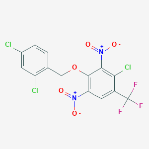 molecular formula C14H6Cl3F3N2O5 B3041050 2-Chloro-4-[(2,4-dichlorobenzyl)oxy]-3,5-dinitro-1-(trifluoromethyl)benzene CAS No. 259196-33-3