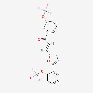 molecular formula C21H12F6O4 B3041052 1-[3-(Trifluoromethoxy)phenyl]-3-{5-[2-(trifluoromethoxy)phenyl]-2-furyl}prop-2-en-1-one CAS No. 259196-58-2