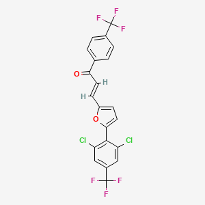 molecular formula C21H10Cl2F6O2 B3041055 3-{5-[2,6-Dichloro-4-(trifluoromethyl)phenyl]-2-furyl}-1-[4-(trifluoromethyl)phenyl]prop-2-en-1-one CAS No. 259243-76-0