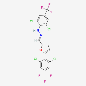 molecular formula C19H8Cl4F6N2O B3041058 5-[2,6-Dichloro-4-(trifluoromethyl)phenyl]-2-furaldehyde 2-[2,6-dichloro-4-(trifluoromethyl)phenyl]hydrazone CAS No. 259243-83-9