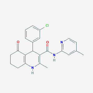 molecular formula C23H22ClN3O2 B304106 4-(3-chlorophenyl)-2-methyl-N-(4-methylpyridin-2-yl)-5-oxo-1,4,5,6,7,8-hexahydroquinoline-3-carboxamide 