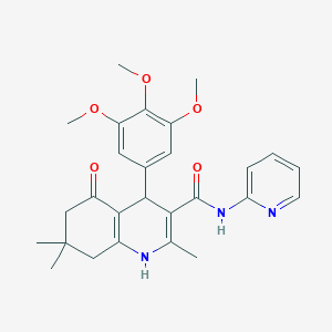 molecular formula C27H31N3O5 B304108 2,7,7-trimethyl-5-oxo-N-(2-pyridinyl)-4-(3,4,5-trimethoxyphenyl)-1,4,5,6,7,8-hexahydro-3-quinolinecarboxamide 