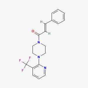 molecular formula C19H18F3N3O B3041080 3-Phenyl-1-{4-[3-(trifluoromethyl)pyridin-2-yl]piperazino}prop-2-en-1-one CAS No. 260367-88-2
