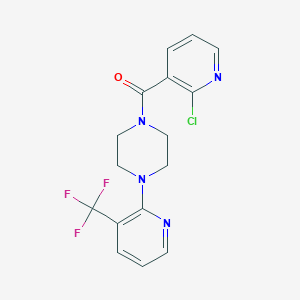 molecular formula C16H14ClF3N4O B3041084 (2-Chloropyridin-3-yl){4-[3-(trifluoromethyl)pyridin-2-yl]piperazino}methanone CAS No. 260392-54-9