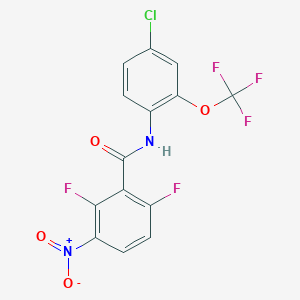 molecular formula C14H6ClF5N2O4 B3041090 N-[4-chloro-2-(trifluoromethoxy)phenyl]-2,6-difluoro-3-nitrobenzamide CAS No. 260442-73-7