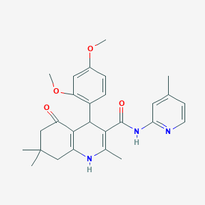 molecular formula C27H31N3O4 B304110 4-(2,4-dimethoxyphenyl)-2,7,7-trimethyl-N-(4-methyl-2-pyridinyl)-5-oxo-1,4,5,6,7,8-hexahydro-3-quinolinecarboxamide 