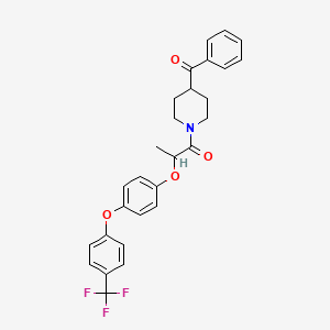 molecular formula C28H26F3NO4 B3041100 1-(4-Benzoylpiperidino)-2-{4-[4-(trifluoromethyl)phenoxy]phenoxy}propan-1-one CAS No. 260555-61-1