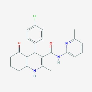 molecular formula C23H22ClN3O2 B304111 4-(4-chlorophenyl)-2-methyl-N-(6-methylpyridin-2-yl)-5-oxo-1,4,5,6,7,8-hexahydroquinoline-3-carboxamide 