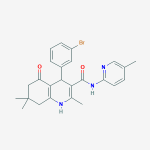 molecular formula C25H26BrN3O2 B304117 4-(3-bromophenyl)-2,7,7-trimethyl-N-(5-methyl-2-pyridinyl)-5-oxo-1,4,5,6,7,8-hexahydro-3-quinolinecarboxamide 