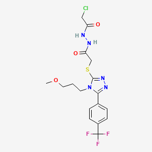 molecular formula C17H19ClF3N5O3S B3041180 N'1-(2-chloroacetyl)-2-({4-(3-methoxypropyl)-5-[4-(trifluoromethyl)phenyl]-4H-1,2,4-triazol-3-yl}thio)ethanohydrazide CAS No. 261966-45-4