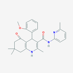 molecular formula C26H29N3O3 B304120 4-(2-methoxyphenyl)-2,7,7-trimethyl-N-(6-methylpyridin-2-yl)-5-oxo-1,4,5,6,7,8-hexahydroquinoline-3-carboxamide 