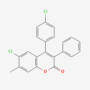 molecular formula C22H14Cl2O2 B3041210 6-Chloro-4-(4-chlorophenyl)-7-methyl-3-phenylchromen-2-one CAS No. 263364-74-5