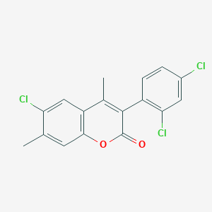 molecular formula C17H11Cl3O2 B3041221 6-Chloro-3-(2,4-dichlorophenyl)-4,7-dimethylchromen-2-one CAS No. 263364-91-6
