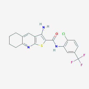 molecular formula C19H15ClF3N3OS B304125 3-amino-N-[2-chloro-5-(trifluoromethyl)phenyl]-5,6,7,8-tetrahydrothieno[2,3-b]quinoline-2-carboxamide 