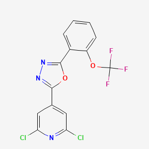 molecular formula C14H6Cl2F3N3O2 B3041256 2-(2,6-Dichloro-4-pyridyl)-5-[2-(trifluoromethoxy)phenyl]-1,3,4-oxadiazole CAS No. 263564-83-6