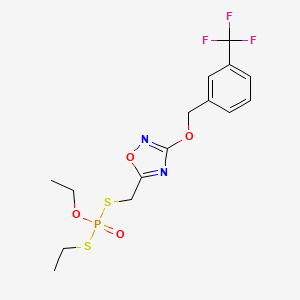 molecular formula C15H18F3N2O4PS2 B3041258 5-[[乙氧基(乙硫基)膦酰]硫基甲基]-3-[[3-(三氟甲基)苯基]甲氧基]-1,2,4-恶二唑 CAS No. 263755-68-6