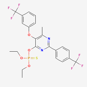 molecular formula C23H21F6N2O4PS B3041261 O,O-Diethyl O-(6-methyl-5-(3-(trifluoromethyl)phenoxy)-2-(4-(trifluoromethyl)phenyl)-4-pyrimidinyl) thiophosphate CAS No. 263869-06-3