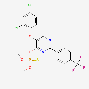 molecular formula C22H20Cl2F3N2O4PS B3041262 O-(5-(2,4-Dichlorophenoxy)-6-methyl-2-(4-(trifluoromethyl)phenyl)-4-pyrimidinyl) O,O-diethyl thiophosphate CAS No. 263869-08-5