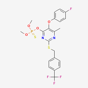 molecular formula C21H19F4N2O4PS2 B3041264 O-(5-(4-fluorophenoxy)-6-methyl-2-{[4-(trifluoromethyl)benzyl]thio}pyrimidin-4-yl) O,O-dimethyl phosphothioate CAS No. 263897-31-0