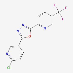 molecular formula C13H6ClF3N4O B3041277 2-(6-Chloro-3-pyridyl)-5-[5-(trifluoromethyl)-2-pyridyl]-1,3,4-oxadiazole CAS No. 265307-78-6