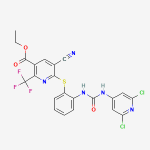 Ethyl 5-cyano-6-{[2-({[(2,6-dichloro-4-pyridyl)amino]carbonyl}amino)phenyl]thio}-2-(trifluoromethyl)nicotinate