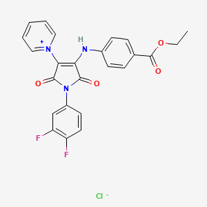 molecular formula C24H18ClF2N3O4 B3041338 1-{1-(3,4-difluorophenyl)-4-[4-(ethoxycarbonyl)anilino]-2,5-dioxo-2,5-dihydro-1H-pyrrol-3-yl}pyridinium chloride CAS No. 281223-59-4