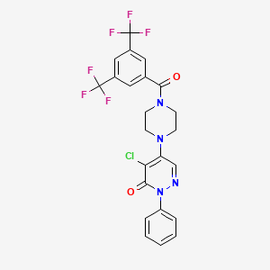molecular formula C23H17ClF6N4O2 B3041340 5-{4-[3,5-bis(trifluoromethyl)benzoyl]piperazino}-4-chloro-2-phenylpyridazin-3(2H)-one CAS No. 281223-86-7