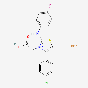 molecular formula C17H13BrClFN2O2S B3041345 3-(Carboxymethyl)-4-(4-chlorophenyl)-2-(4-fluoroanilino)-1,3-thiazol-3-ium bromide CAS No. 282539-34-8