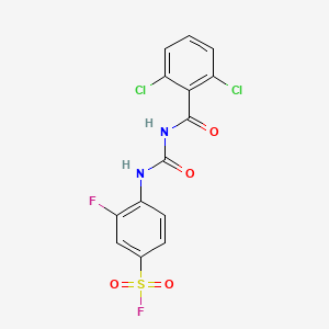molecular formula C14H8Cl2F2N2O4S B3041358 4-({[(2,6-Dichlorobenzoyl)amino]carbonyl}amino)-3-fluorobenzenesulphonyl fluoride CAS No. 284674-48-2