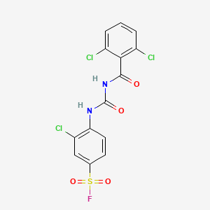 molecular formula C14H8Cl3FN2O4S B3041359 3-Chloro-4-({[(2,6-dichlorobenzoyl)amino]carbonyl}amino)benzenesulphonyl fluoride CAS No. 284674-49-3