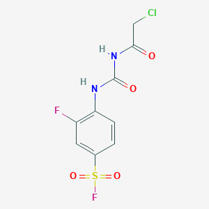 molecular formula C9H7ClF2N2O4S B3041362 4-({[(2-Chloroacetyl)amino]carbonyl}amino)-3-fluorobenzenesulphonyl fluoride CAS No. 284674-52-8