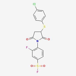 molecular formula C16H10ClF2NO4S2 B3041363 4-{3-[(4-chlorophenyl)thio]-2,5-dioxotetrahydro-1H-pyrrol-1-yl}-3-fluorobenzene-1-sulphonyl fluoride CAS No. 284674-62-0