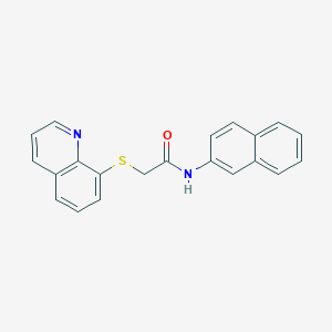 molecular formula C21H16N2OS B304137 N-Naphthalen-2-yl-2-(quinolin-8-ylsulfanyl)-acetamide 