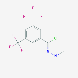 molecular formula C11H9ClF6N2 B3041372 N1,N1-dimethyl-3,5-di(trifluoromethyl)benzene-1-carbohydrazonoyl chloride CAS No. 286009-02-7