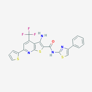 molecular formula C22H13F3N4OS3 B304139 3-amino-N-(4-phenyl-1,3-thiazol-2-yl)-6-(2-thienyl)-4-(trifluoromethyl)thieno[2,3-b]pyridine-2-carboxamide 
