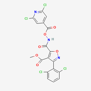 molecular formula C18H9Cl4N3O6 B3041390 Methyl 3-(2,6-dichlorophenyl)-5-[({[(2,6-dichloro-4-pyridyl)carbonyl]oxy}amino)carbonyl]isoxazole-4-carboxylate CAS No. 287174-47-4