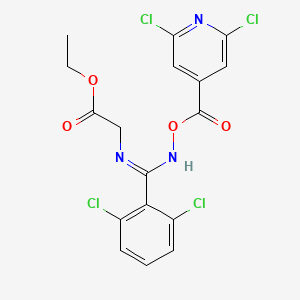 molecular formula C17H13Cl4N3O4 B3041391 Ethyl 2-{[{[(2,6-dichloroisonicotinoyl)oxy]imino}(2,6-dichlorophenyl)methyl]amino}acetate CAS No. 287174-66-7